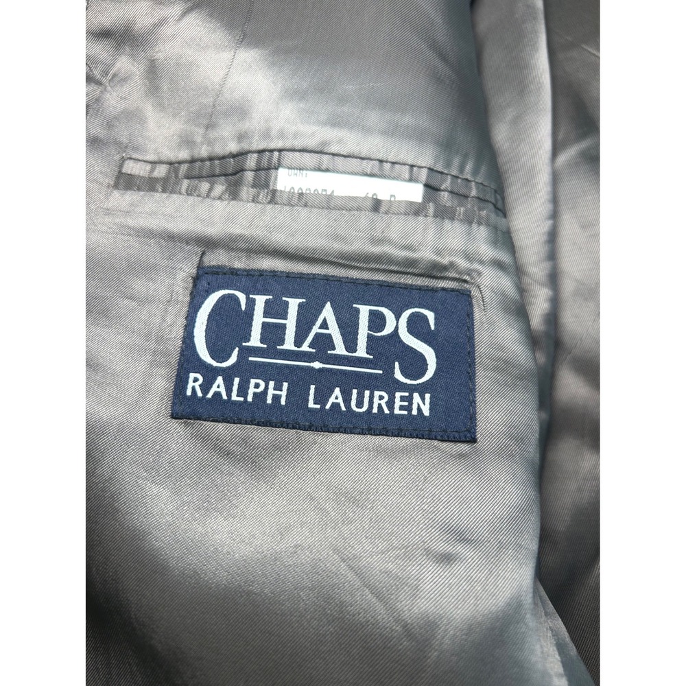 Vintage Chaps Ralph Lauren Mens 46R Silk Wool Blazer Grey Houndstooth Sport Coat - Picture 3 of 10